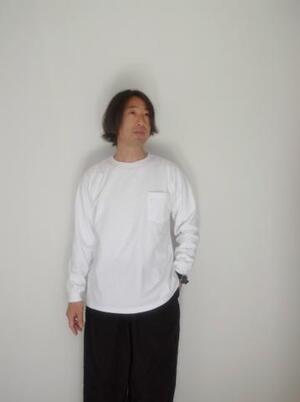 GOOD WEAR L/S CREW POKET TEE WHITE