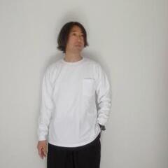 GOOD WEAR L/S CREW POKET TEE WHITE