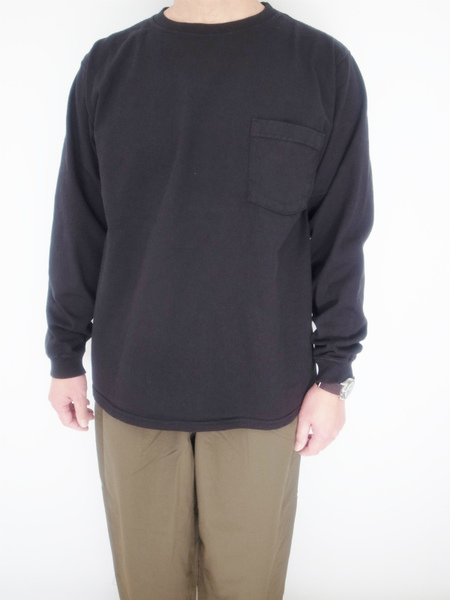 GOOD WEAR L/S CREW POKET TEE BLACK