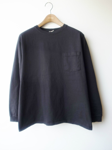 GOOD WEAR L/S CREW POKET TEE BLACK