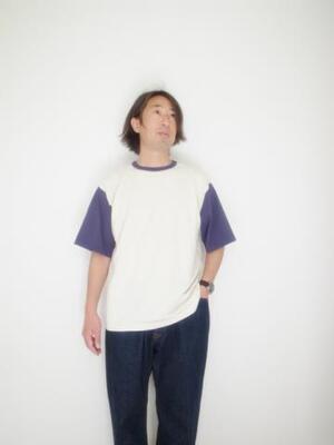WALLA WALLA SPORT 2-TONE 1/2 LOOSE TEE IVORY/NAVY