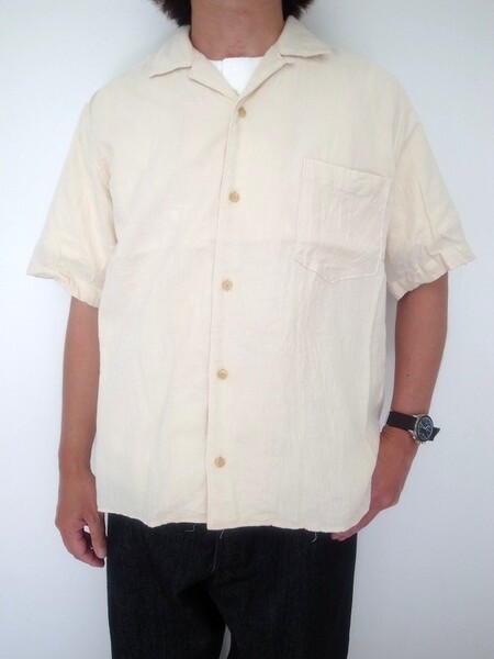 Manual Alphabet  ORGANIC GAUZE OPEN COLLAR SHT ECR