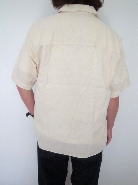 Manual Alphabet  ORGANIC GAUZE OPEN COLLAR SHT ECR