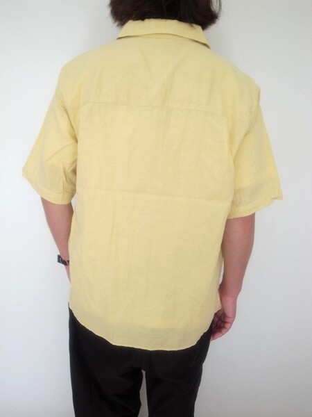 Manual Alphabet  ORGANIC GAUZE OPEN COLLAR SHT YEL