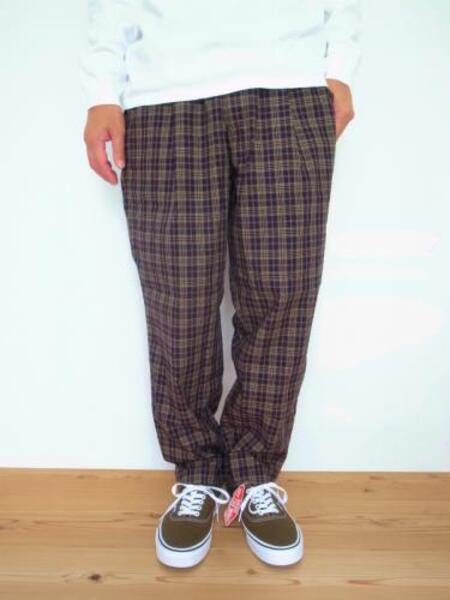 HEALTH ヘルス Easy pants #2 BLACK×BROWNCHECK