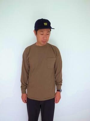 GOOD WEAR L/S CREW  POKET TEE GRAY BROWN