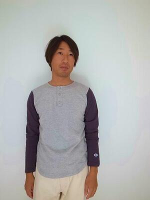 Champion LONG SLEEVE HENLEY NECK T-SHIRT ブラック