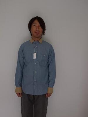 Ordinary fits  INVISIBLE B/D CLERIC SHIRT BLUE