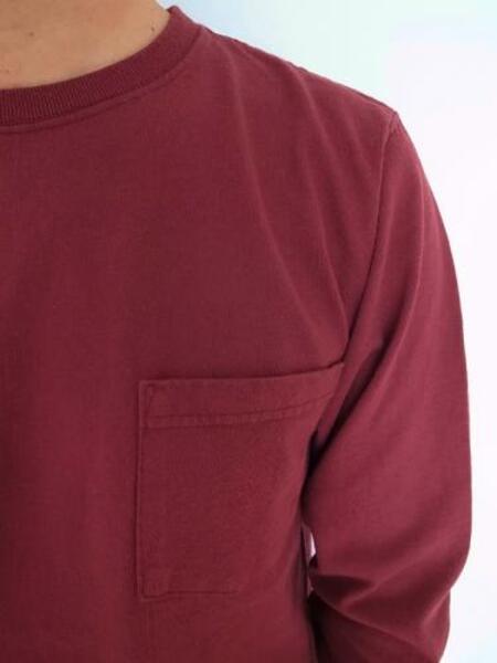 GOOD WEAR L/S CREW  POKET TEE BURGANDY