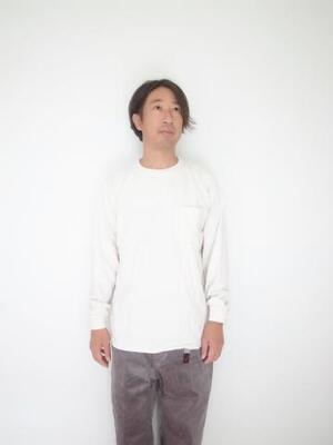 GOOD WEAR L/S CREW POKET TEE NATURAL