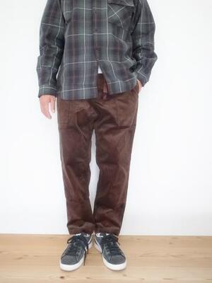 GRAMICCI CORDUROY LOOSE  TAPERED PANTS DARK BROWN