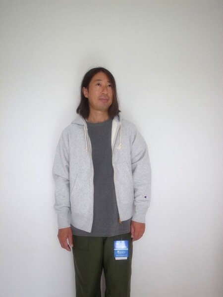 Champion REVERSE WEAVE ZIPUP HOODED SHIRT シルバー
