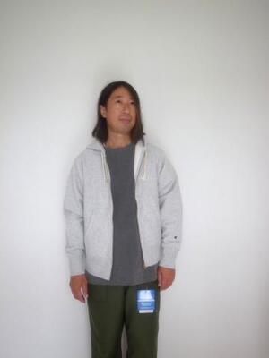 Champion REVERSE WEAVE ZIPUP HOODED SHIRT シルバー