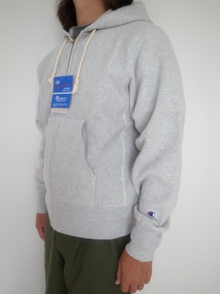 Champion REVERSE WEAVE ZIPUP HOODED SHIRT シルバー