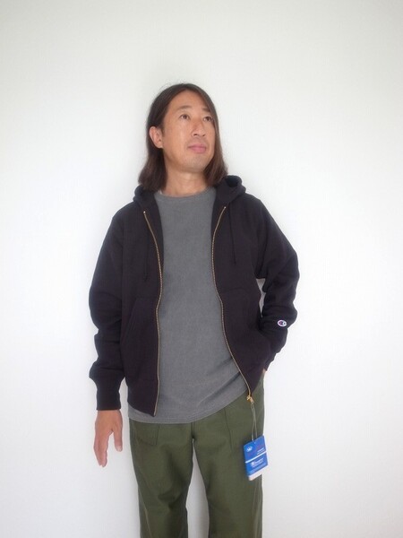Champion REVERSE WEAVE ZIPUP HOODED SHIRT ブラック