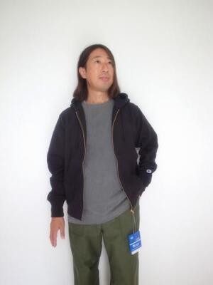 Champion REVERSE WEAVE ZIPUP HOODED SHIRT ブラック