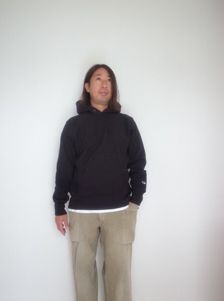 Champion REVERSE WEAVE PULLOVER HOODED SHIRT ブラック