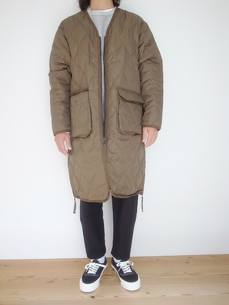 TAION  VNECK ZIP COAT D.OLIVE
