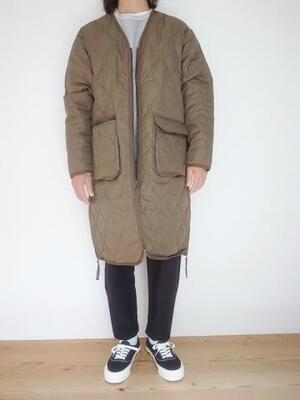 TAION  VNECK ZIP COAT D.OLIVE
