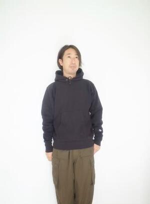 Champion REVERSE WEAVE PULLOVER HOODED SHIRT ブラック