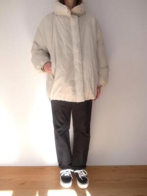 NANGA STAND COLLAR DOWN JACKET W　IVORY