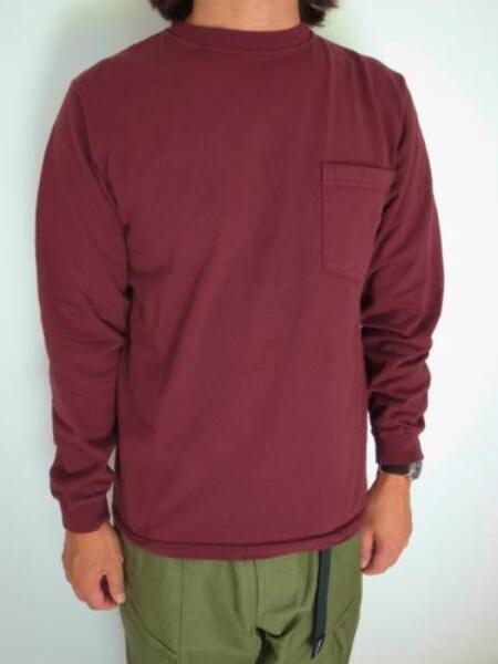 GOOD WEAR L/S CREW POKET TEE BORDEAUX