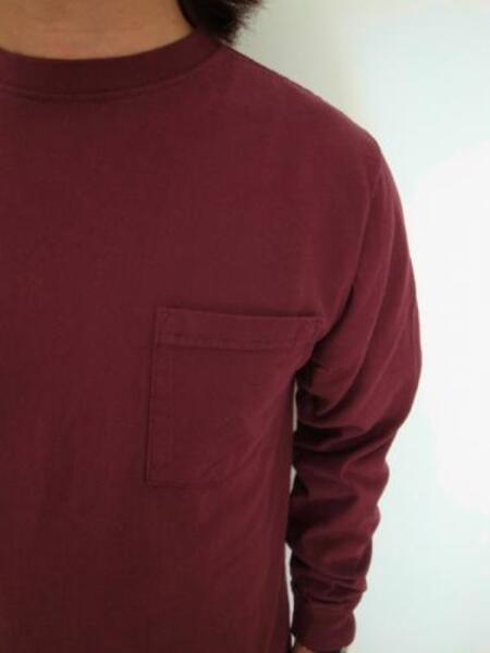 GOOD WEAR L/S CREW POKET TEE BORDEAUX