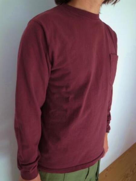 GOOD WEAR L/S CREW POKET TEE BORDEAUX