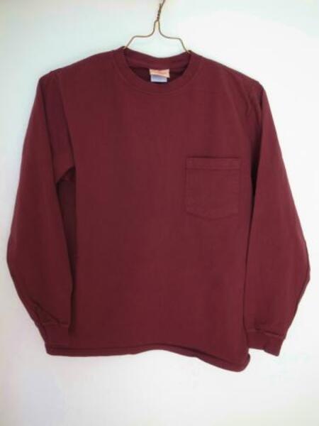 GOOD WEAR L/S CREW POKET TEE BORDEAUX