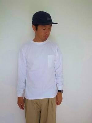 GOOD WEAR L/S CREW POKET TEE WHITE