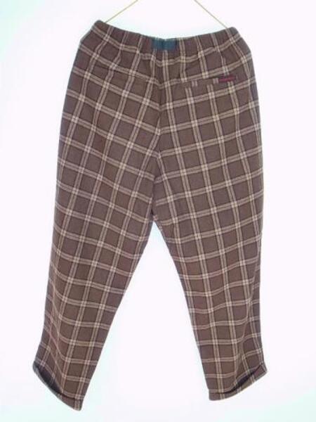 GRAMICCI WOOL BLENO TUCK TAPERED PANTS BROWN CHECK