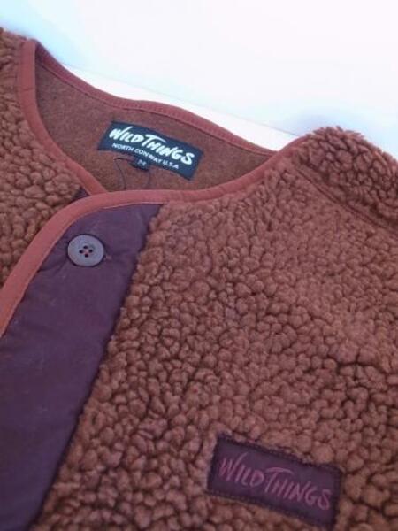 WILD THINGS FLUFFY BOA NO COLLAR JAKET D.BROWN